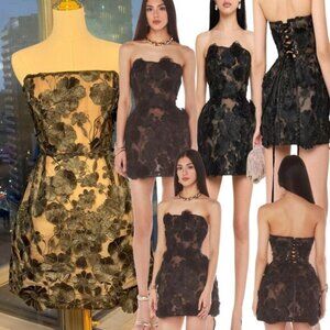 🆕 BRONX & BANCO 🧿 NWOT Jasmine Maraya Black Lace Up Mini Dress, Sz L US 8